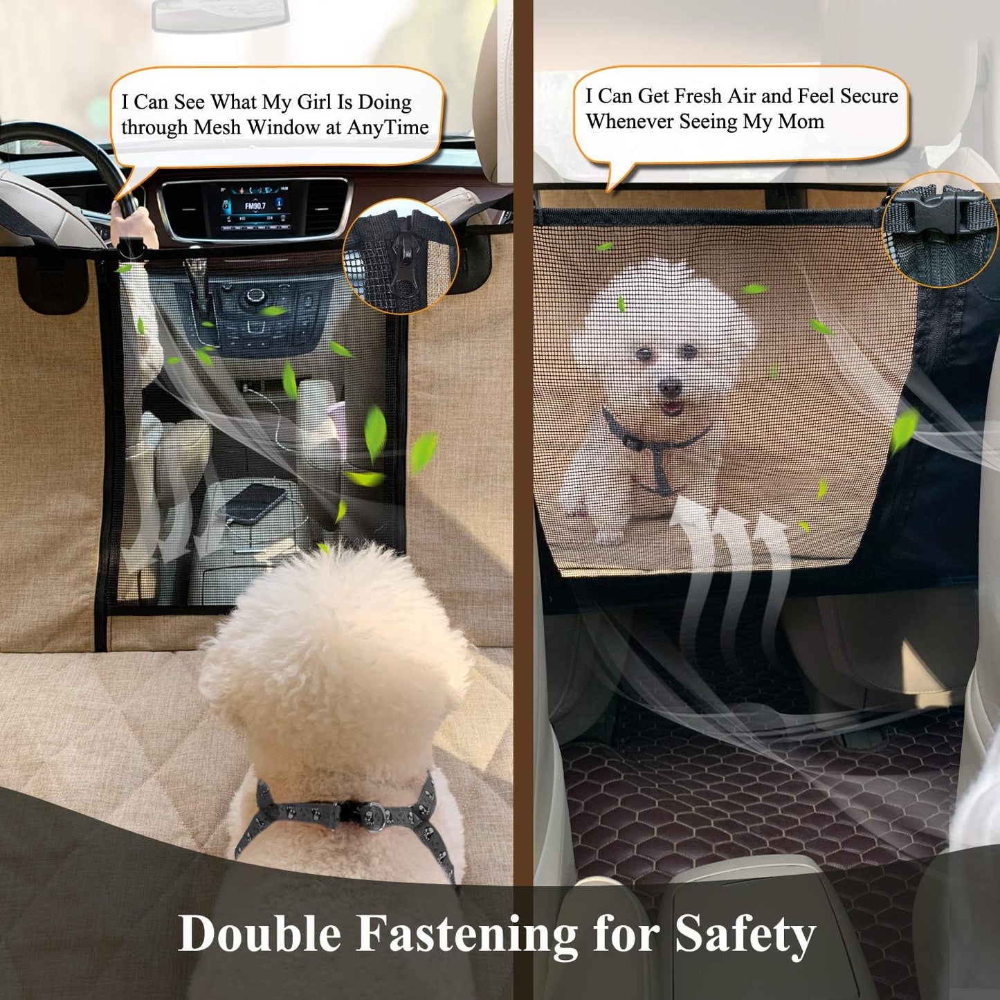 Dog Car Seat Covers - Hammock Seat Cover Mesh Visual Window with Extra Strap & Buckles - Modern Waterproof & Nonslip