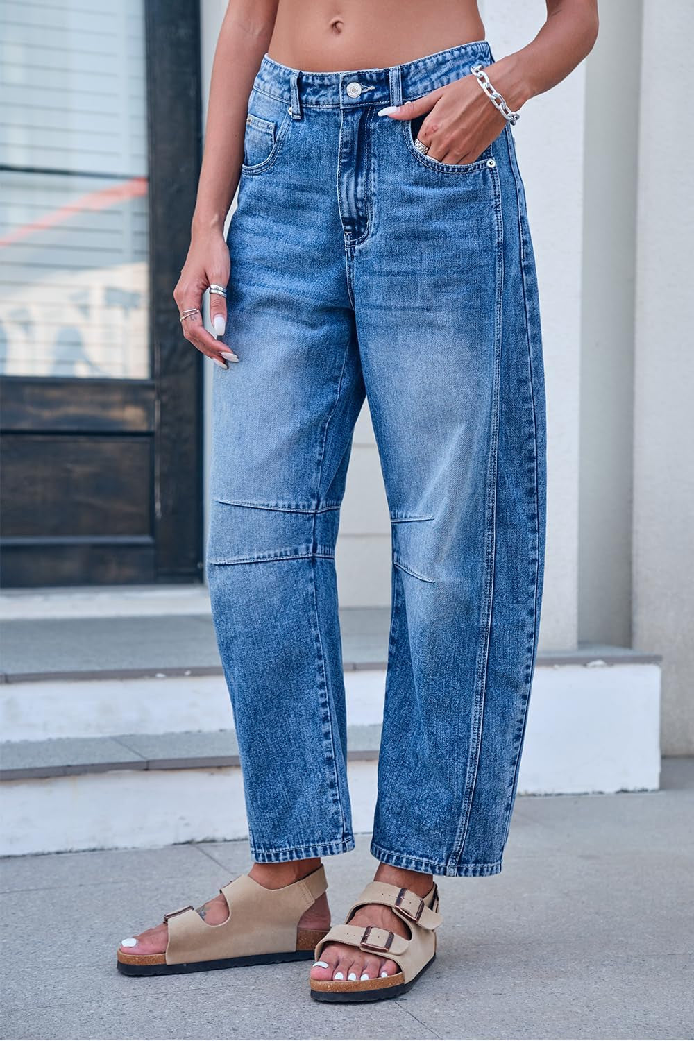 Mid Rise Barrel Jeans for Women - Modern Dog Mom Bottoms