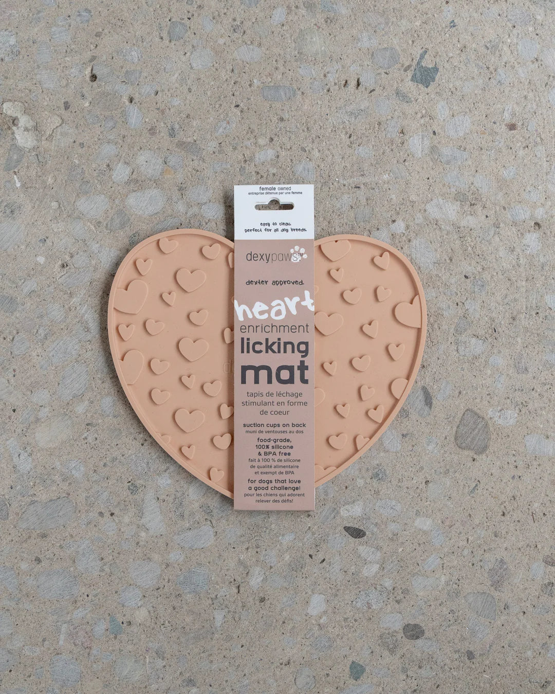 Heart Shaped Enrichment Lick Mat in Blush Pink for Dogs
