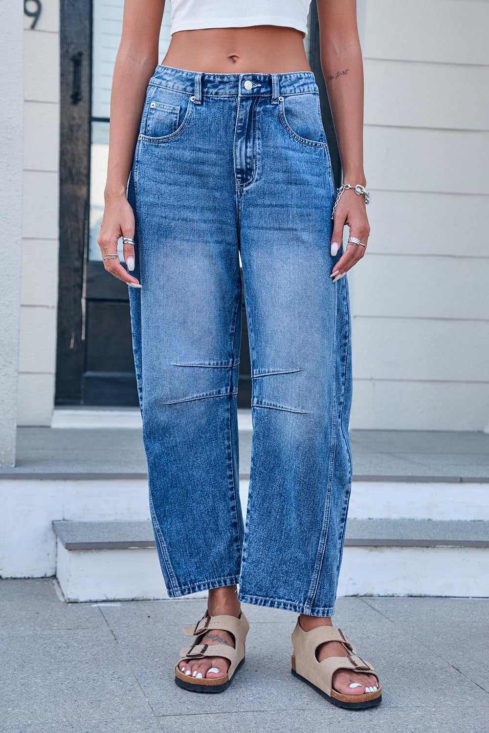 Mid Rise Barrel Jeans for Women - Modern Dog Mom Bottoms