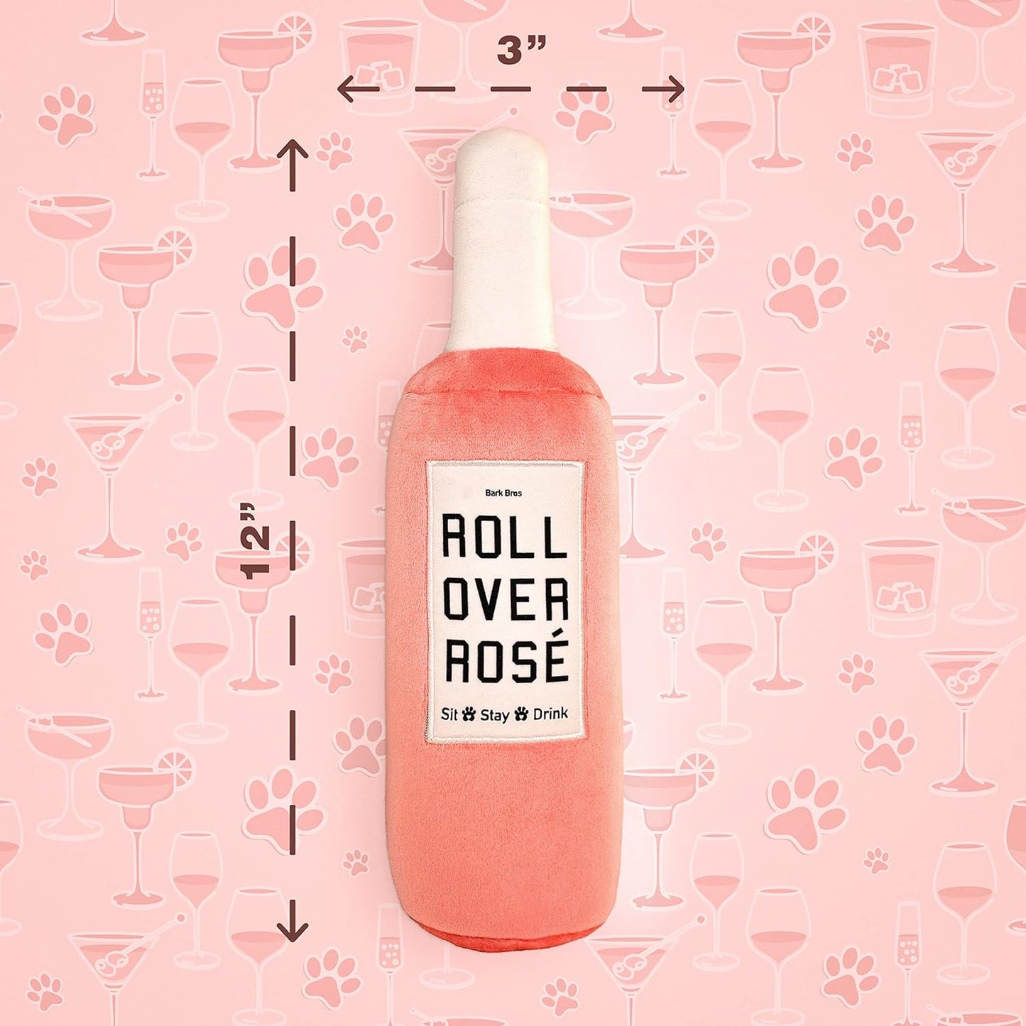 Rose Wine Bottle Plush Dog Toy