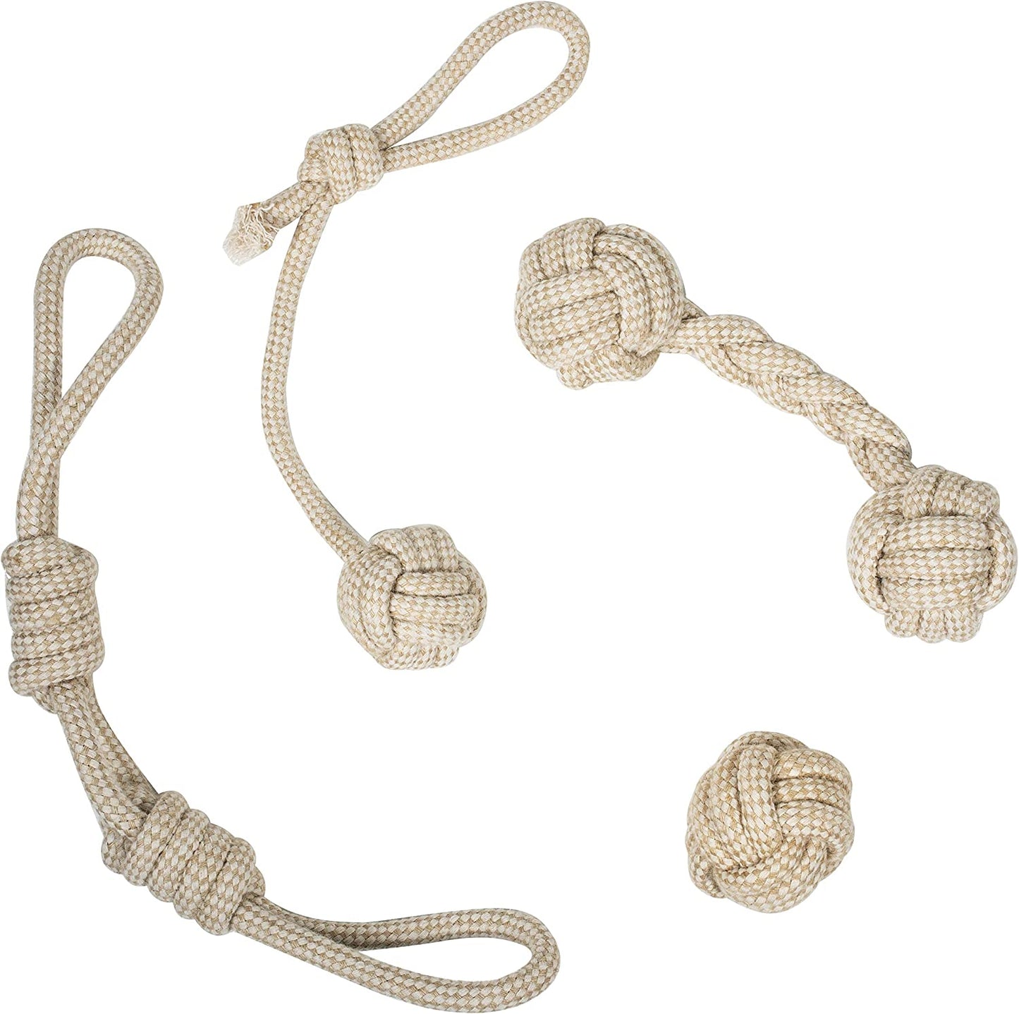 Natural Rope Dog Toys - 4 Pack