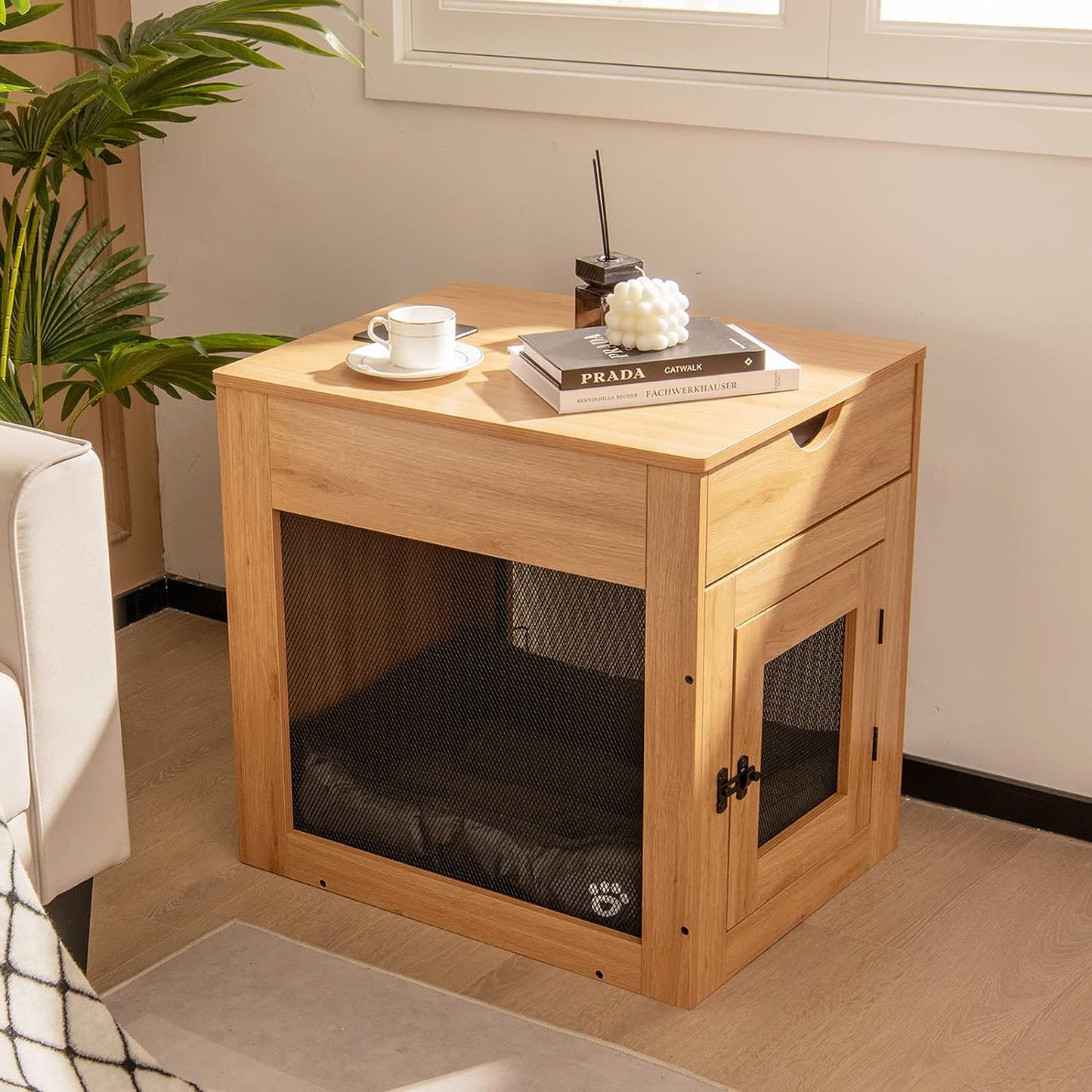 Wooden Dog Kennel End Table
