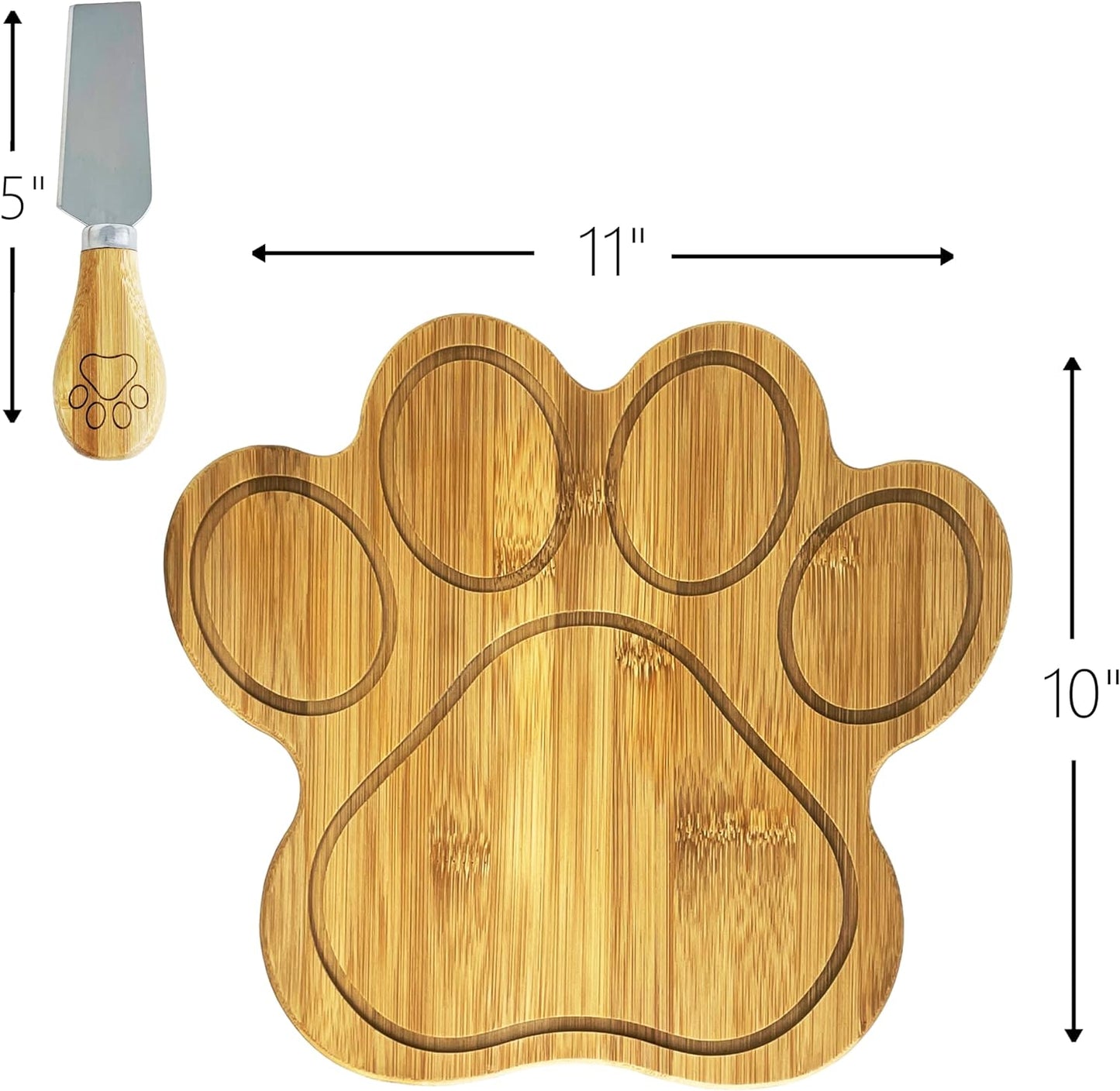 Paw Shaped Natural Bamboo Charcuterie Board