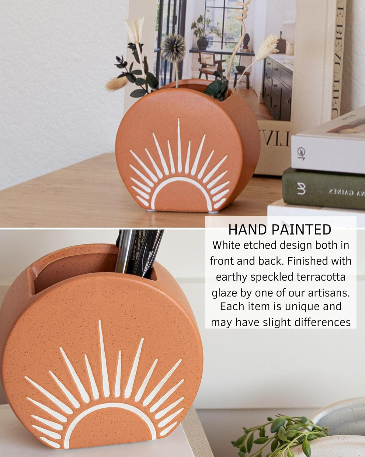 Round Boho Chic Sun Decor Vase