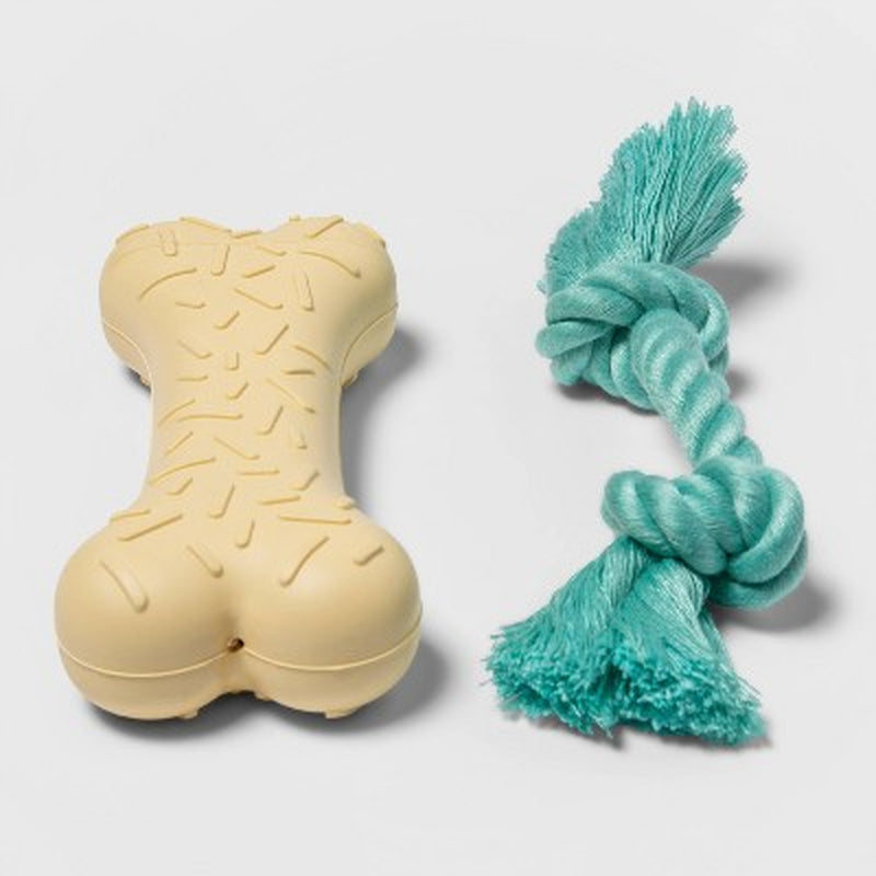 Dog Bundle Modern Rubber Bone & Rope Dog Toy - 2Pk ™