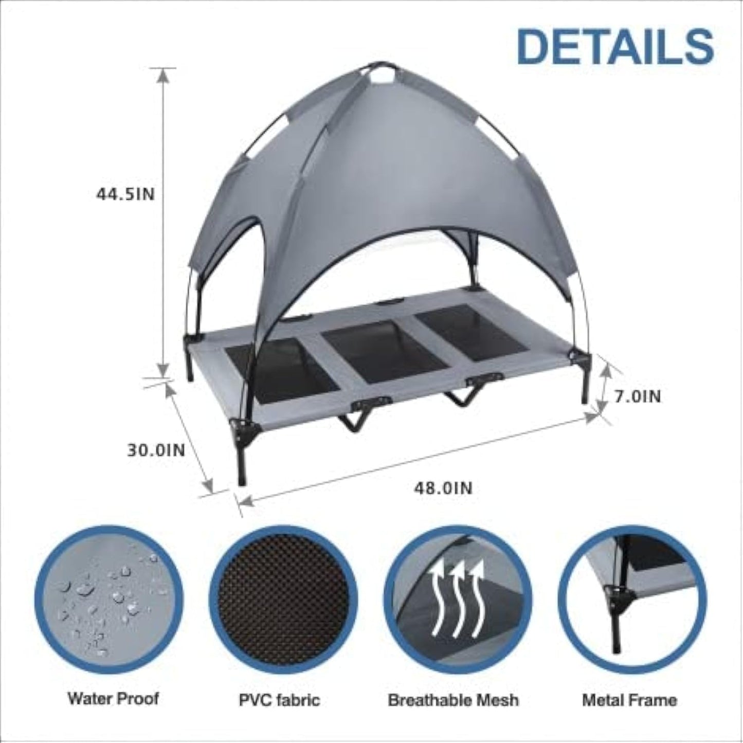 Large Elevated Dog Bed with Canopy