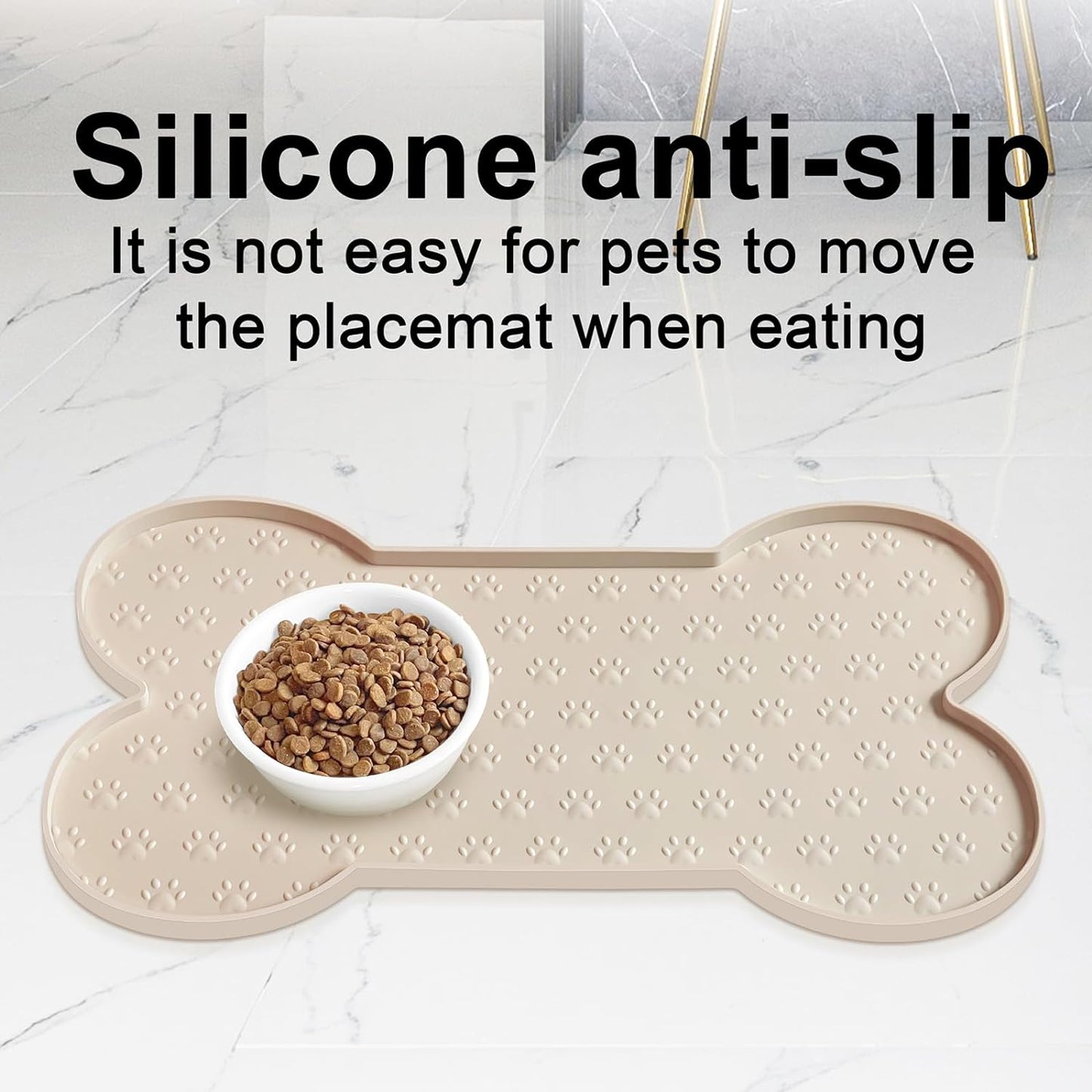 Modern Beige Small-Medium Dog Food Mat
