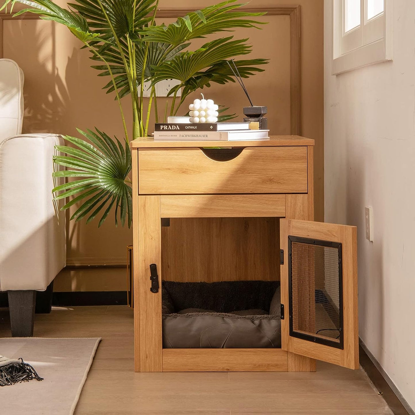 Wooden Dog Kennel End Table