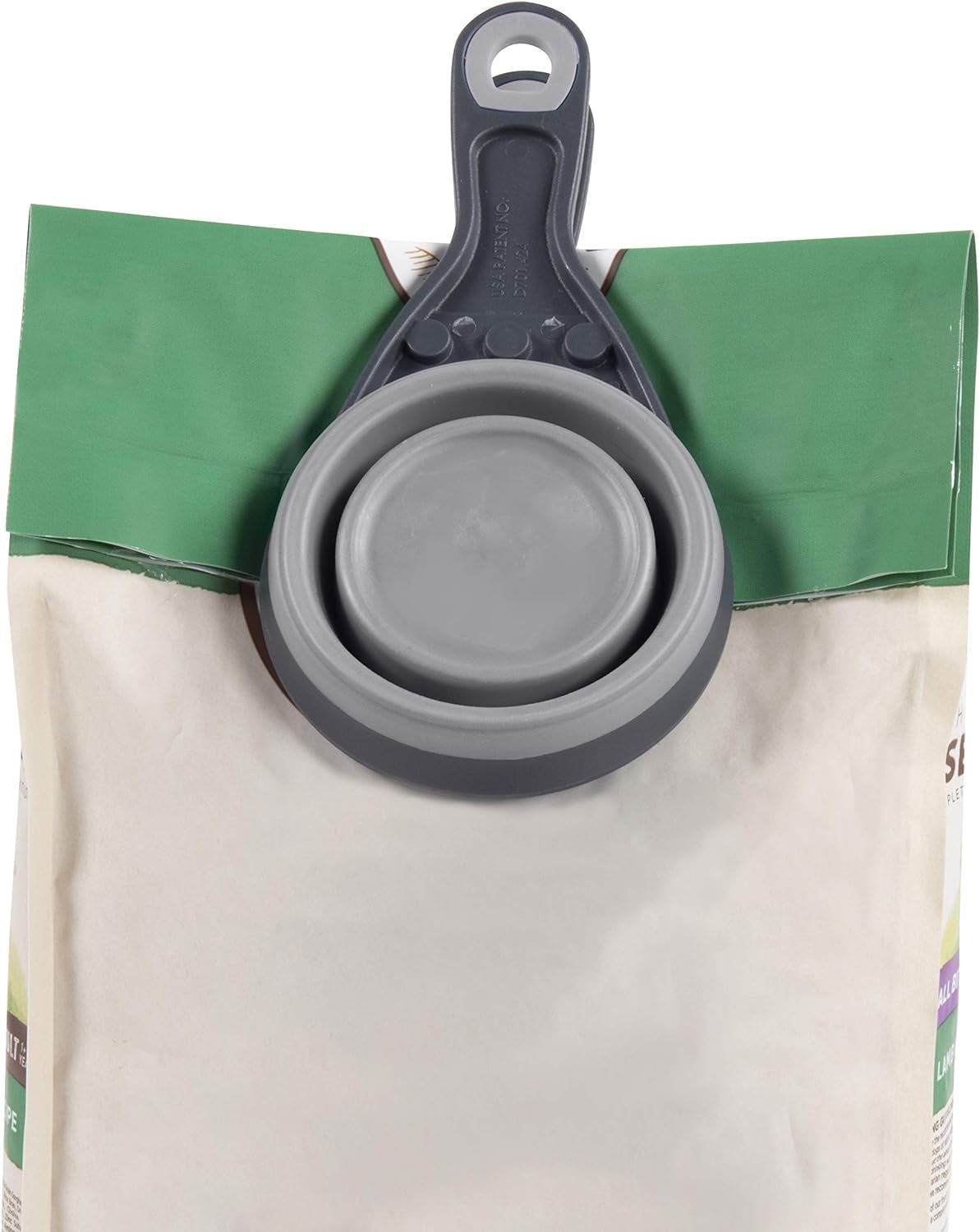 Modern Collapsible Dry Dog Food Scoop and Dog Food Bag Clip