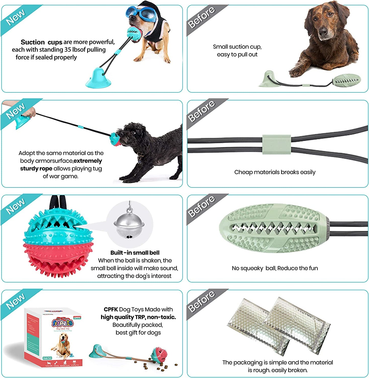 Tug of War Suction Cup Dog Toy for Aggressive Chewers