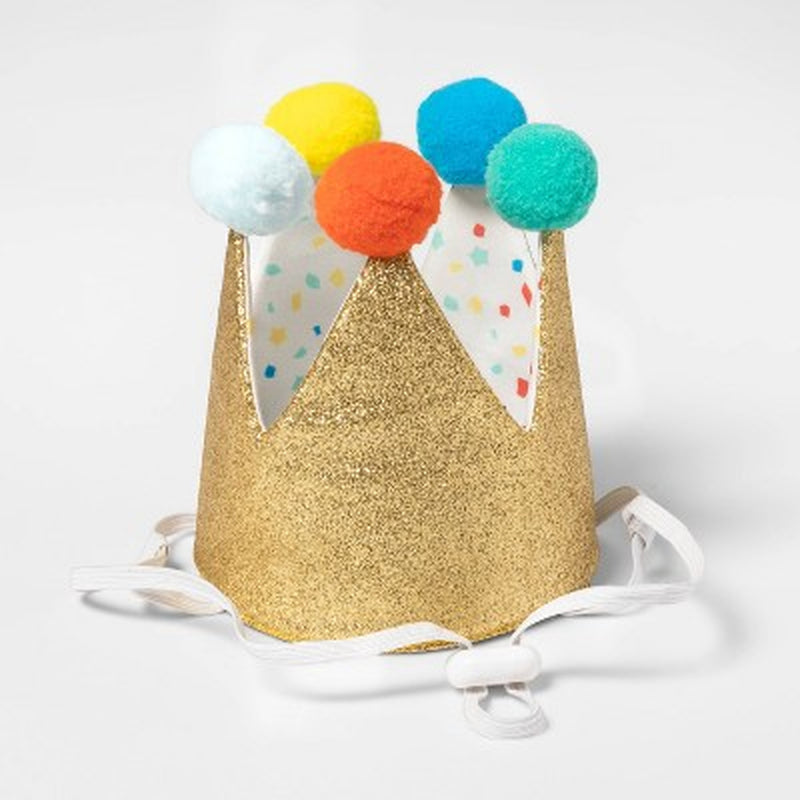 Gold Birthday Crown Dog Hat