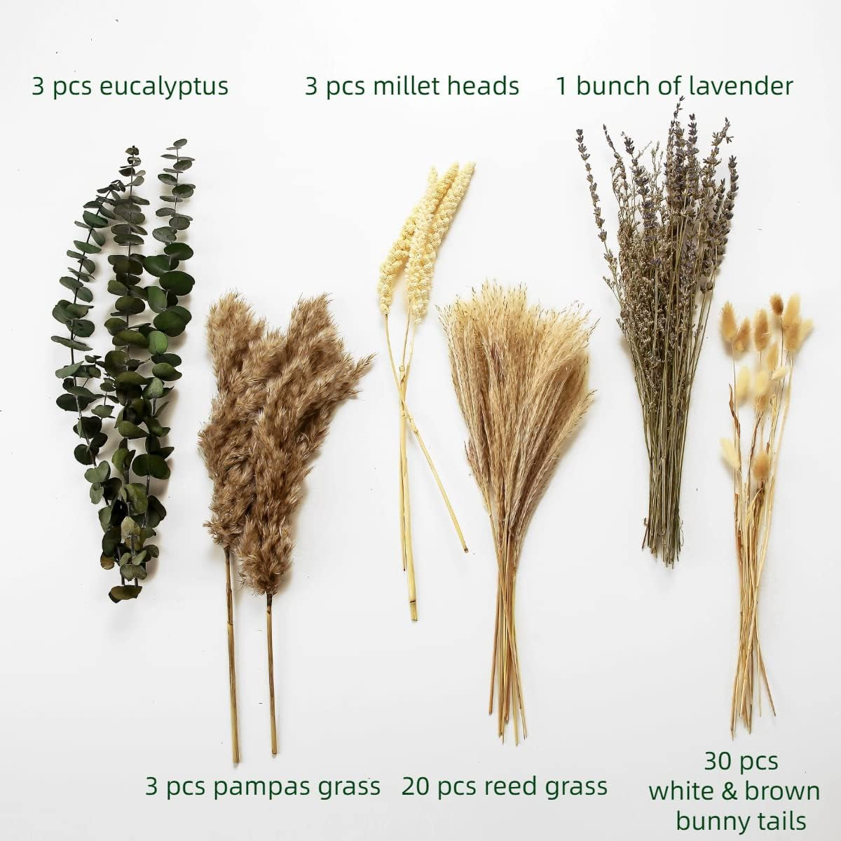 Bouquet of Dried Pompous Lavender Eucalyptus -17"