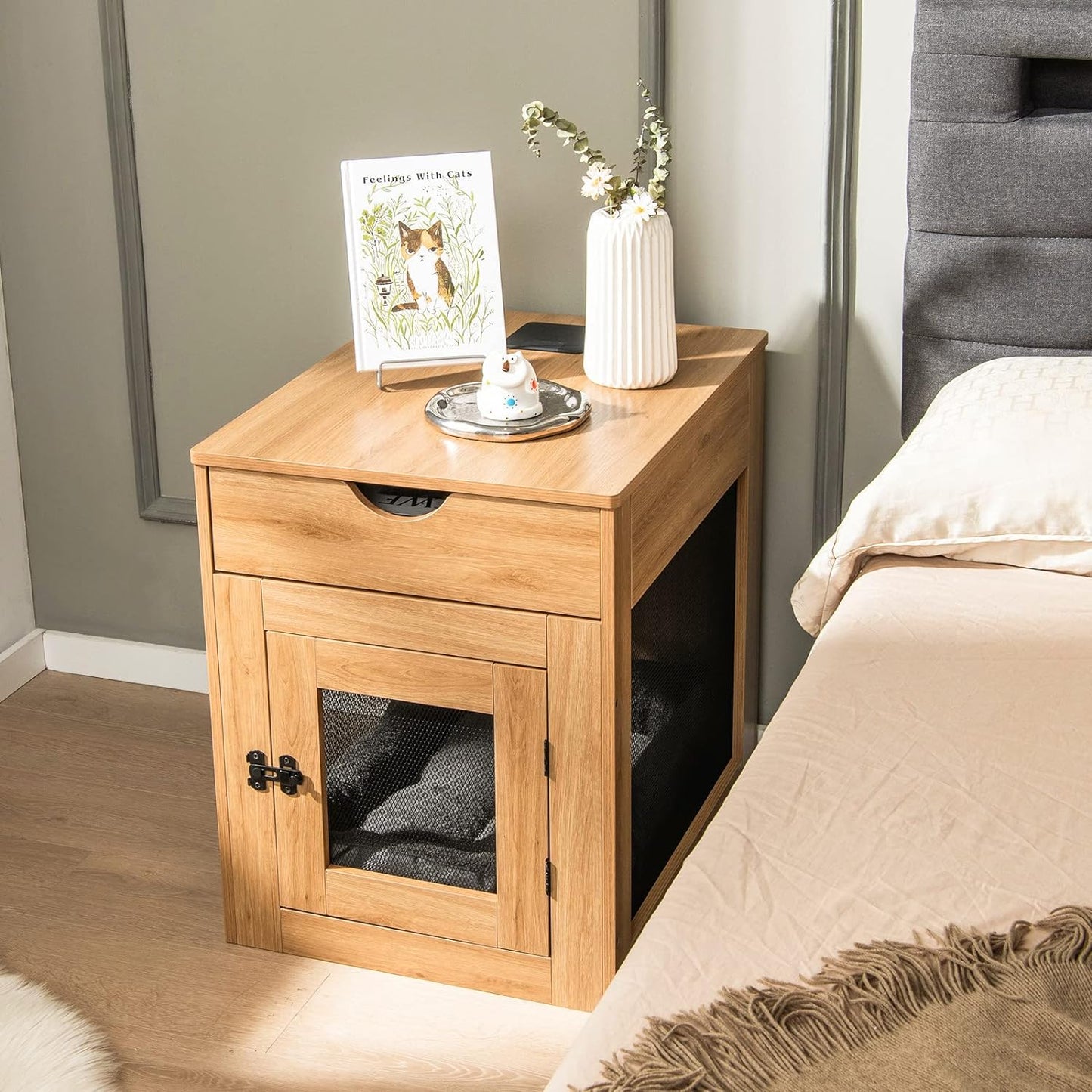 Wooden Dog Kennel End Table