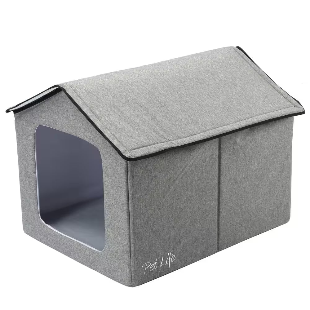 Small Grey Smart Collapsible Pet House with Electronic Heating and Cooling