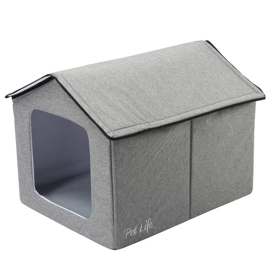 Small Grey Smart Collapsible Pet House with Electronic Heating and Cooling