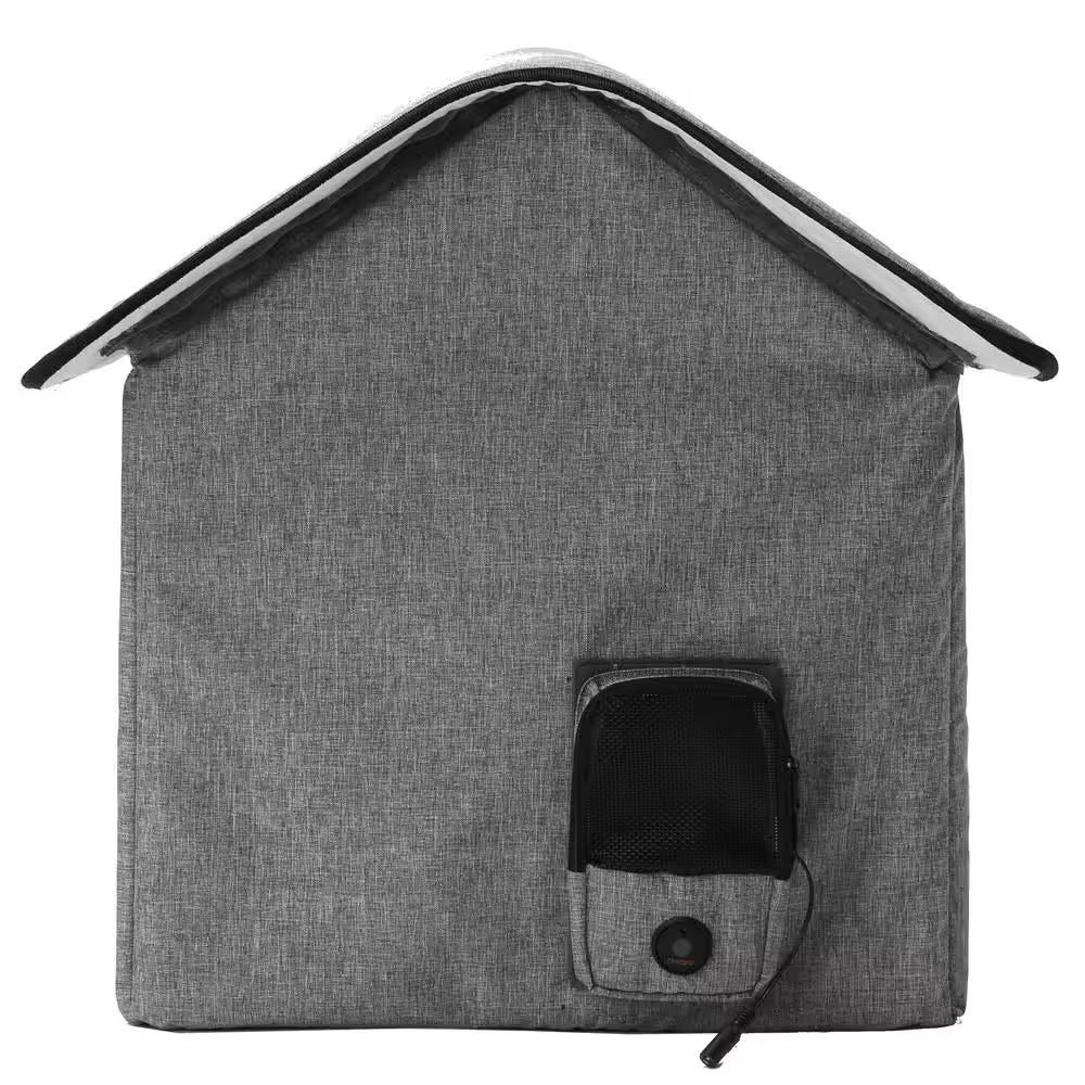 Small Grey Smart Collapsible Pet House with Electronic Heating and Cooling