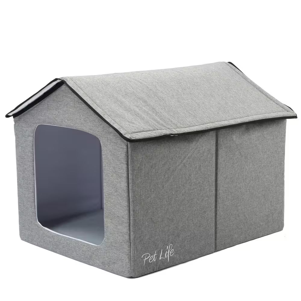 Small Grey Smart Collapsible Pet House with Electronic Heating and Cooling