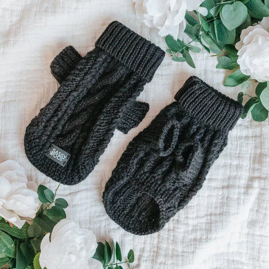 Black - Modern Dog Cable Knit Sweater