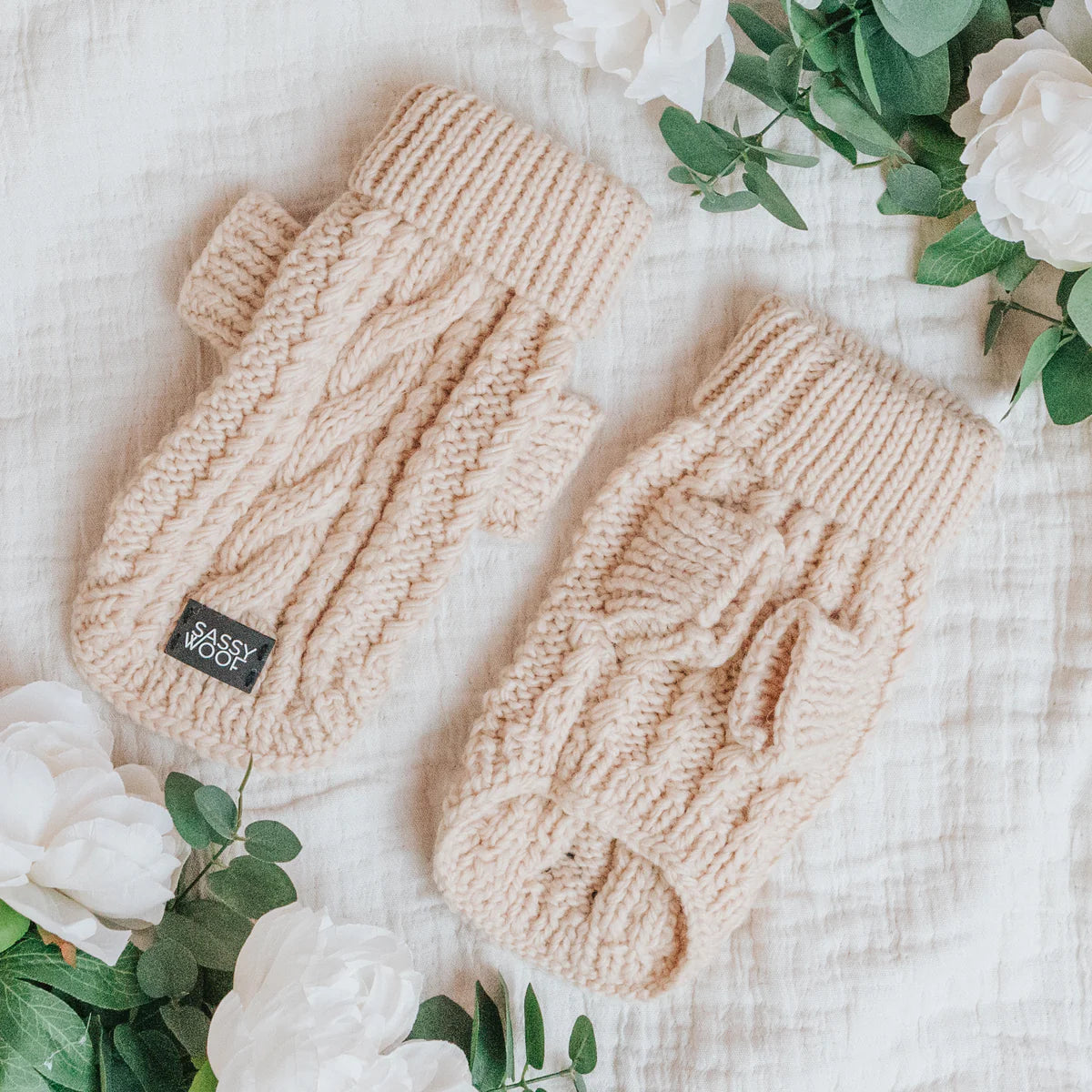Beige - Modern Dog Cable Knit Sweater