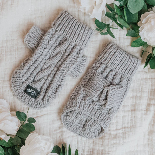 Gray - Modern Dog Cable Knit Sweater