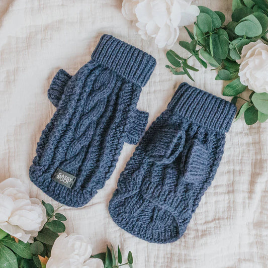 Navy - Modern Dog Cable Knit Sweater