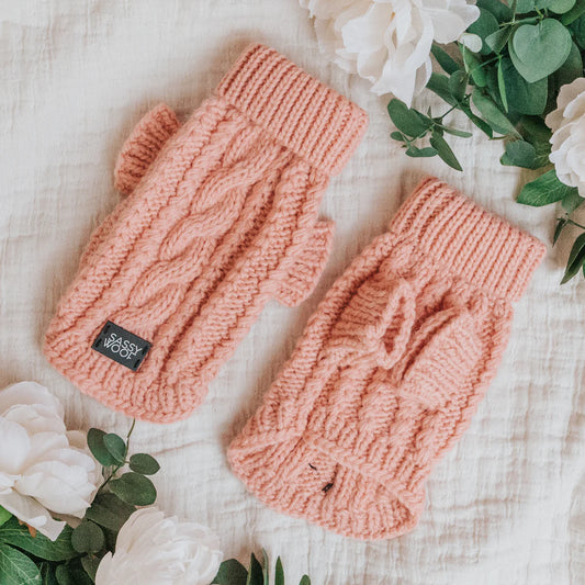 Pink - Modern Dog Cable Knit Sweater
