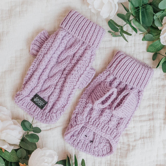 Lavender - Modern Dog Cable Knit Sweater